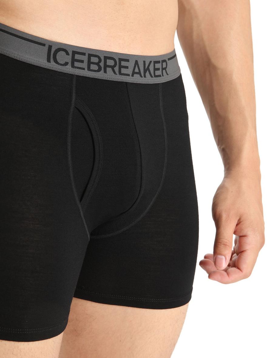 Icebreaker Merino Anatomica Boxers With Fly Férfi Fehérnemű Fekete | HU 1309UZGT